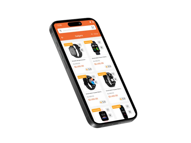 Catálogo de relojes inteligentes de la app en un teléfono